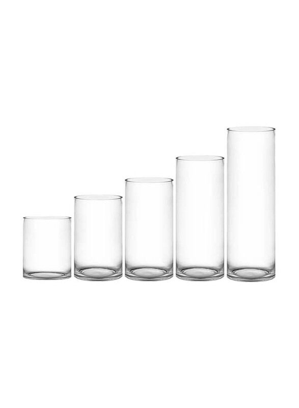 

Generic Glass Cylinder Vases Set, 10 x 10 x 30cm, 5 Pieces, Transparent