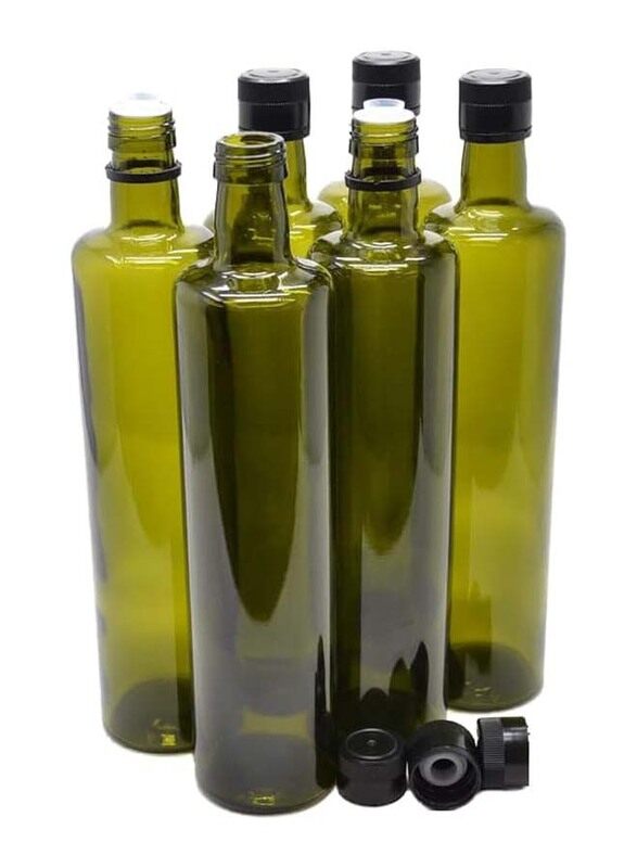 250ml 12-Piece Round Glass Bottle for Oils with Pouring Lid, FOSBLSH0320, Green