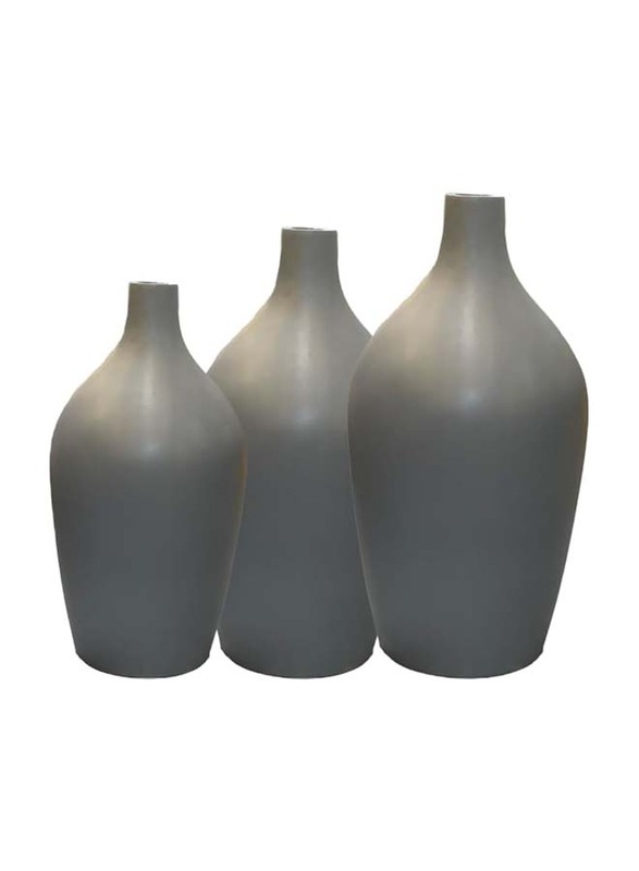 Ocean Drift Ceramic Vases, 3 Pieces, 38 x 38 x 80cm, Grey