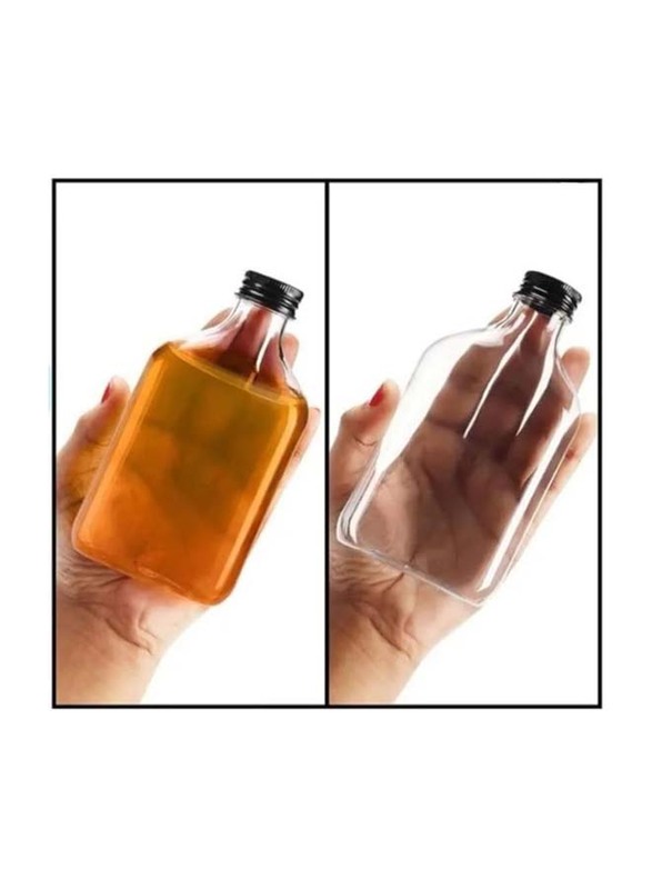 50ml 12-Piece Glass Flask Pressed with Black Screw Cap, FOSBLSH0152, Transparent