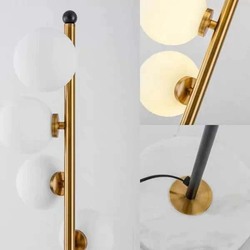 Glass Ball Standing Floor Light, 11 x 11 x 65cm, Gold