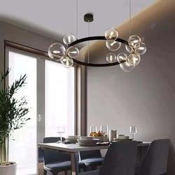 Modern Round With Transparent Balls Chandelier, 60 x 60 x 60cm, Multicolour