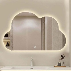 Cloud Shape Frameless Wall Mirror with Led Light, Clear