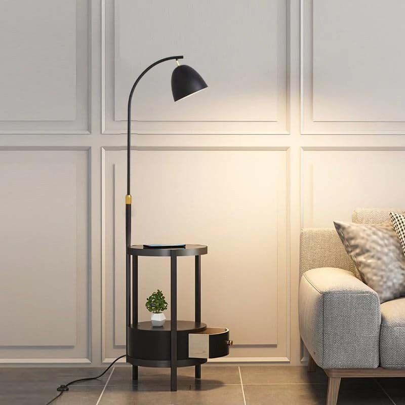

Generic Metal Floor Lamp with Contacted Side Table, Black