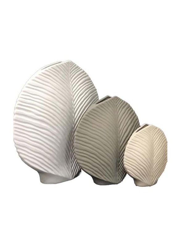 Leaf Style Ceramic Vase, 19.5 x 19.5 x 5cm, White