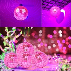 Reflective 10Cm Mirror Hanging Large Disco Ball Ornament For Party Holiday Wedding Dance And Music Festivals Decor, 36 Pieces, Pink