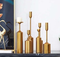 Royal Style Candle Holder Set, 6 Piece, Gold