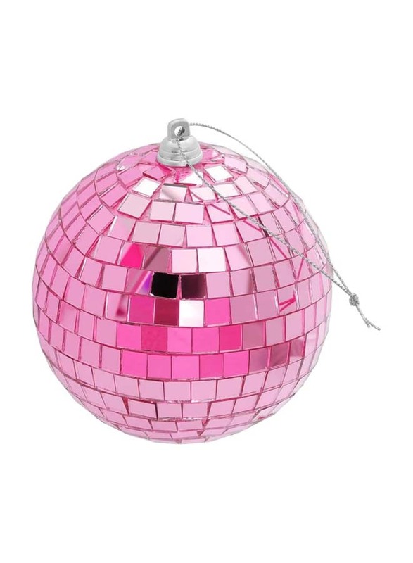 Reflective 10Cm Mirror Hanging Large Disco Ball Ornament For Party Holiday Wedding Dance And Music Festivals Decor, 2 Pieces, Pink