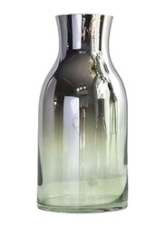 Bottle Shape Glass Vase with Faded Texture, 30 x 14 x 14cm, Faded Silver