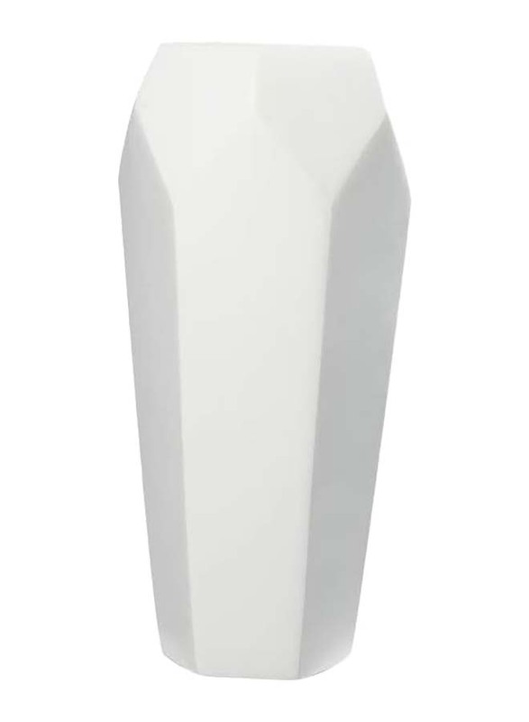 Diamond Shape Ceramic Vase, 31.5 x 15 x 15cm, White