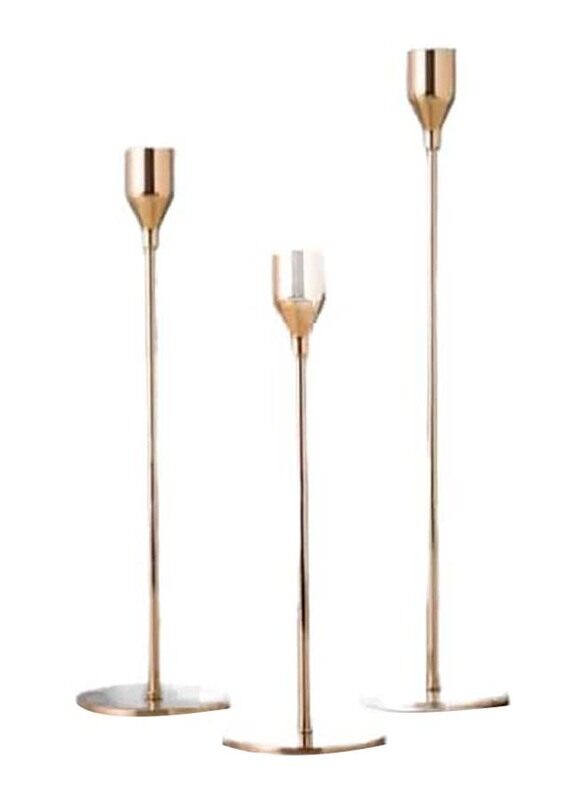 

Generic Elegant Candle Holder Set, 3 Piece Rose Gold