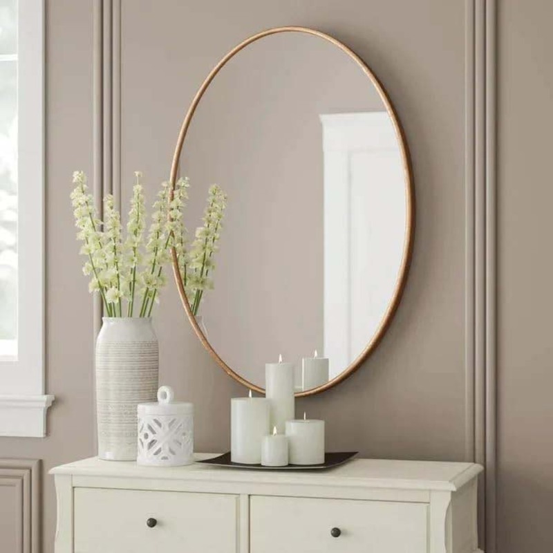 Oval Egg Shape Wall Mirror, Gold