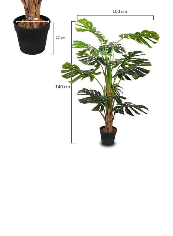 Nearly Natural Real Touch Artificial Monstera Plant, 100 x 100 x 140cm, Green/Brown