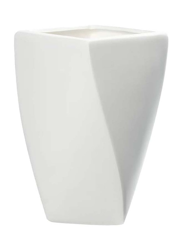 Twist Style Ceramic Vase, 20.5x14x14cm, White