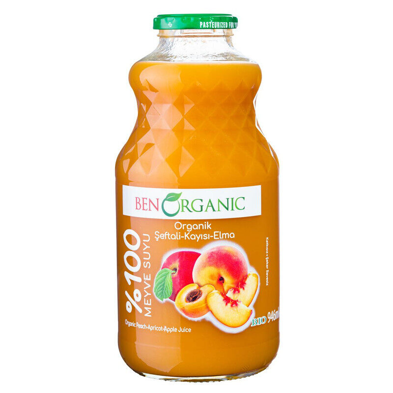 

Ben Organic Organic Apricot Peach Apple Juice Glass Bottle 946 ml