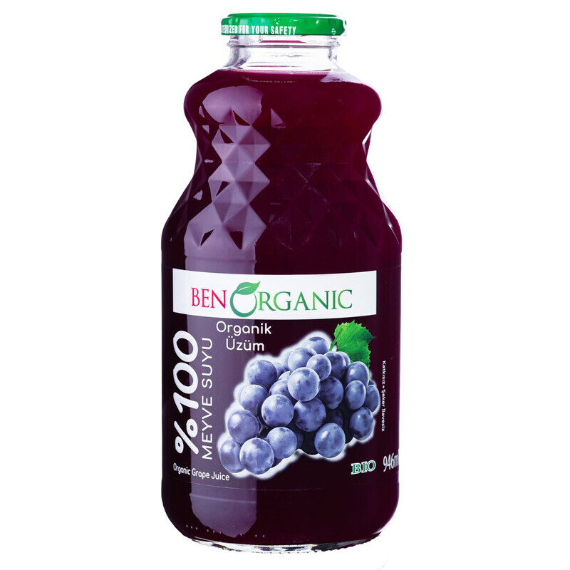 

Ben Organic Organic Grape Juice Glass Bottle 946 ml