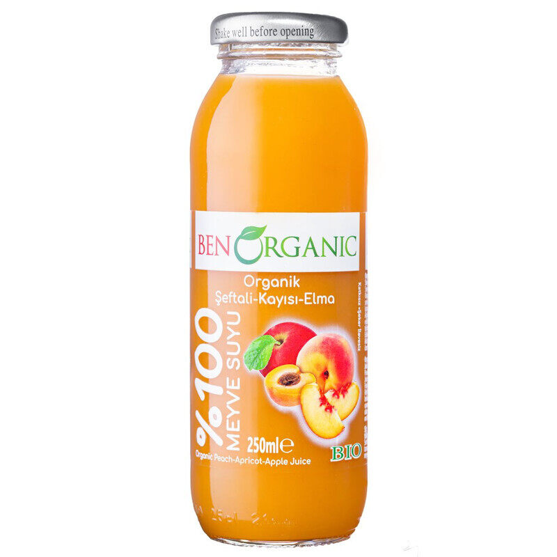 

Ben Organic Organic Apricot Peach Apple Juice Glass Bottle 250 ml