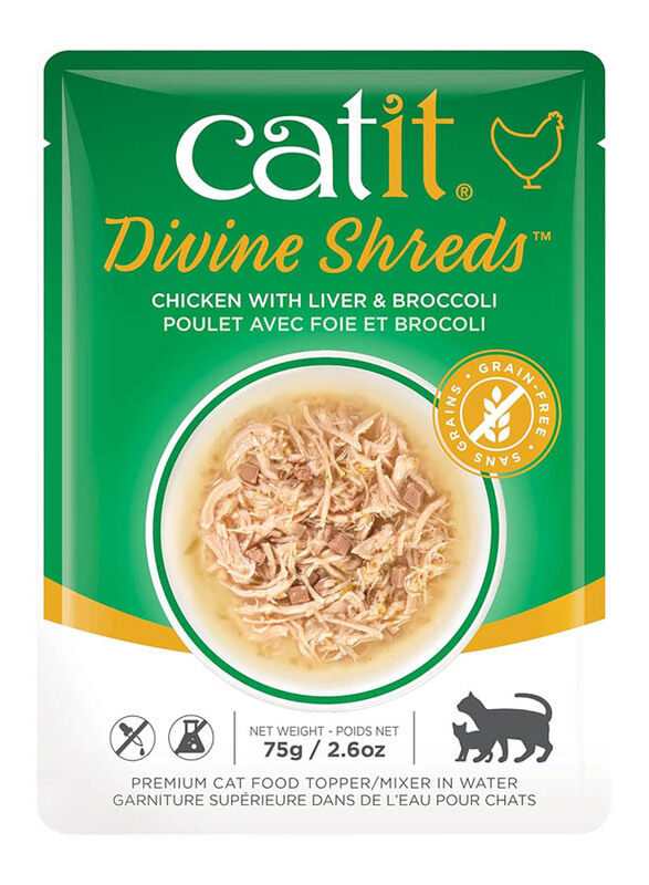 

Catit Divine Shreds Chicken with Liver & Broccoli Cat Wet Food, 75g