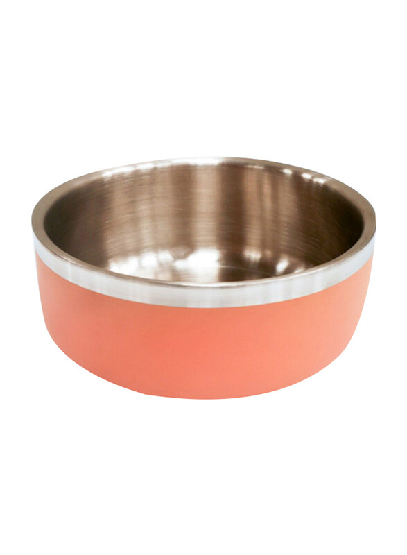 

Saluki Stainless Steel Double Wall Dog Bowls, 1200ml, Peach