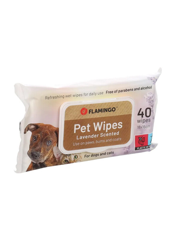 

Flamingo Lavender Cat & Dog Pet Wipes, 40 Sheet, White