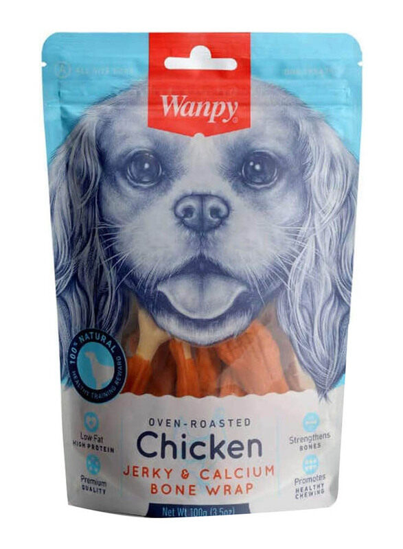 

Wanpy Chicken Jerky & Calcium Bone Wrap Dogs Dry Food, 100g