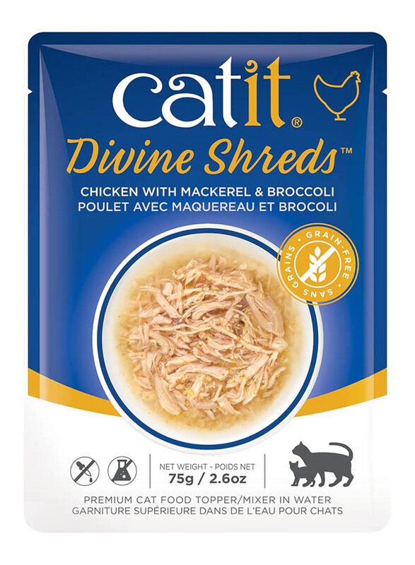 

Catit Divine Shreds Chicken with Mackerel & Broccoli Cat Wet Food, 75g