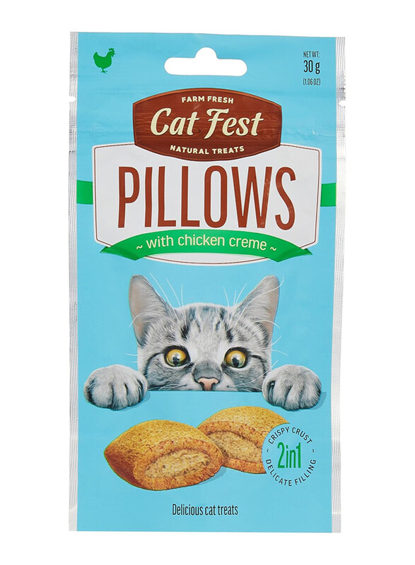 

Cat Fest Farm Fresh Natural Treats Pillow with Chicken Cream Cats Dry Food, 30g