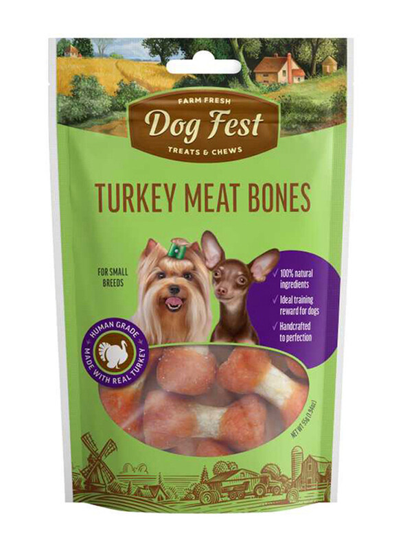 

Dog Fest Turkey Meat Bones for Small Breeds Dry Dog Food, 55g