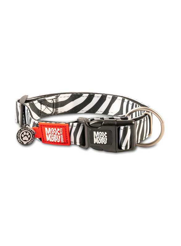 

Max & Molly URBAN PETS Zebra Smart ID Dog Collar, Medium, 117083, Black/White