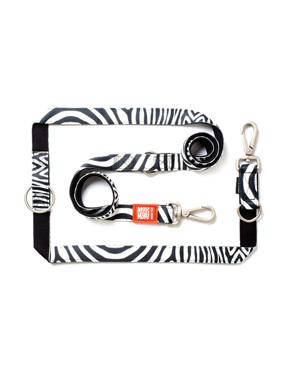 

Max & Molly URBAN PETS 200cm Zebra Multi Function Leash, Extra Small, Black/White