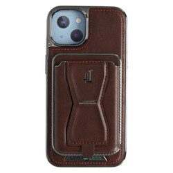 Limitless Leather Case for iPhone 14 with Detachable Card Holder and Stand, Back Protector Slim Fit, Soft Grip Leather Cover, Logo Cutouts, Anti-Scratch  with Shockproof, Dark Brown