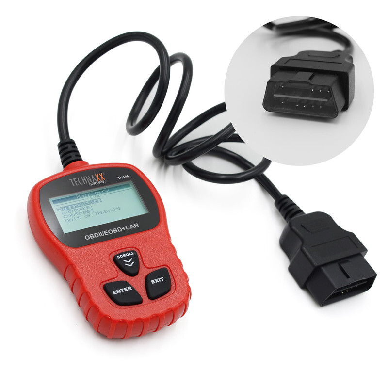 Technaxx Germany OBD2 Code Reader, OBD-II Car Diagnostic Tool, Fault Code Scanner for Professionals & Beginners