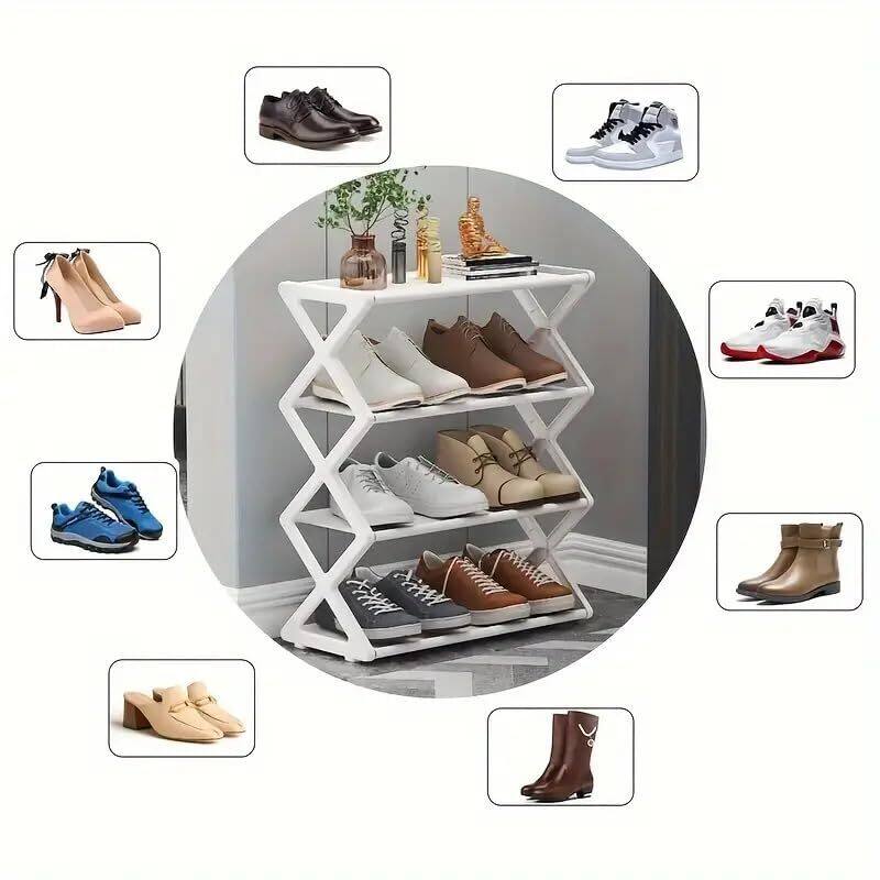 Limitless 4 Tier Shoe Rack Organizer, Space Saving Shoes Organizer With Sturdy Frame Shoe Rack Shelf For Entryway, Closet, Garage, Bedroom, Cloakroom (Dark Grey)