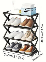 Limitless 4 Tier Shoe Rack Organizer, Space Saving Shoes Organizer With Sturdy Frame Shoe Rack Shelf For Entryway, Closet, Garage, Bedroom, Cloakroom (Black)