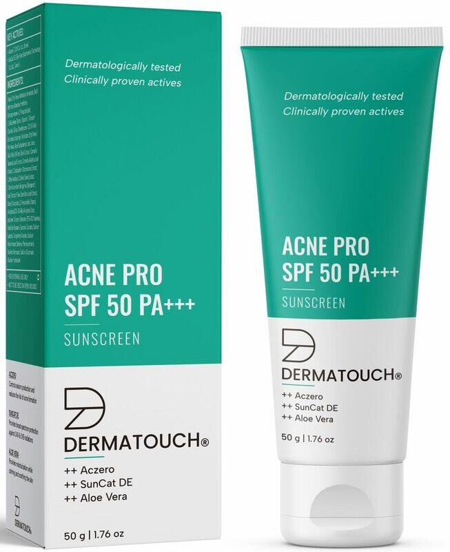 

DERMATOUCH Acne Pro SPF 50 PA+++ Sunscreen, Non-acnegenic, UVA-UVB Protection, Zero White Cast - Unisex - 50gm