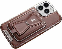 Limitless for iPhone 14 Pro Leather Case, Soft Touch Full-Body Protective Cover, Premium Shockproof Case with Removable Card Holder, Hassle-Free Wireless Charging Compatible (Dark Brown)