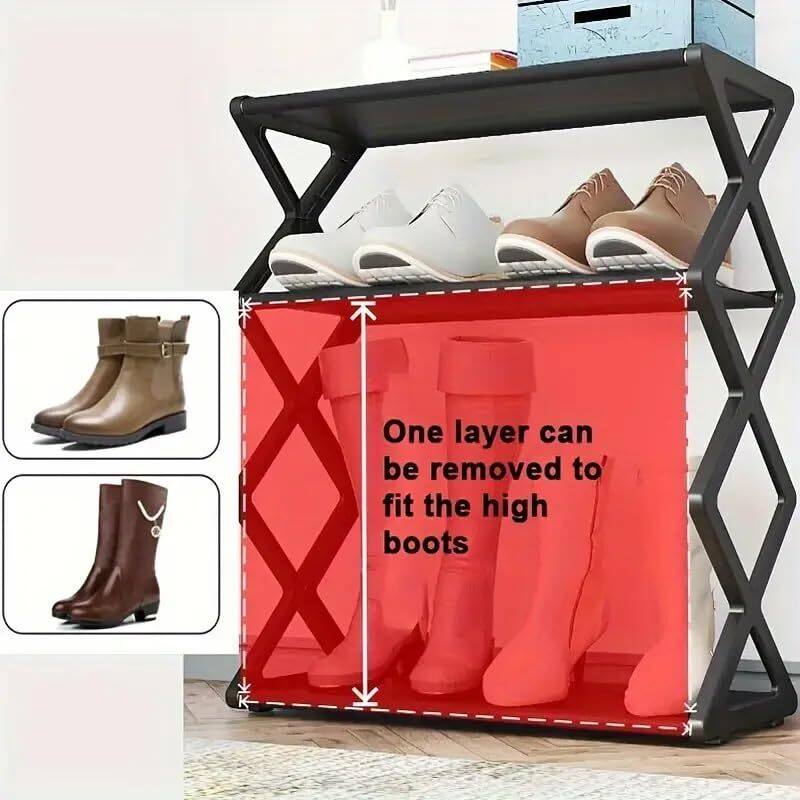 Limitless 4 Tier Shoe Rack Organizer, Space Saving Shoes Organizer With Sturdy Frame Shoe Rack Shelf For Entryway, Closet, Garage, Bedroom, Cloakroom (Black)