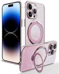 Limitless iPhone 15 Pro Max Case Compatible with MagSafe, Scratch-Resistant Phone Back Protector, Magnetic Non-Yellowing Phone Cover with Shock Absorption Phone Case, Pink Gradient with Stand