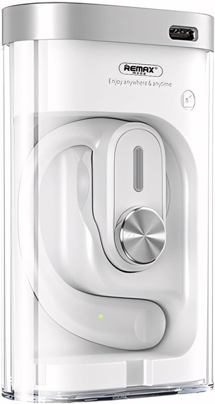 Remax Mena Earbuds Open Buds P3 Bluetooth Series Metal Open-Ear OWS Wireless Earphone With Ear Hook Charging Case Built-in Mic Waterproof Headset, (White)