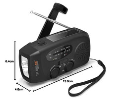 Technaxx Crank Radio with Mobile Phone Charging, Solar Power, Portable Construction Site Radio, Emergency Radio with LED Torch, USB-A Output