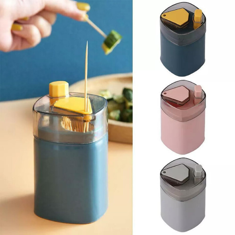 Limitless Toothpick Holder Pop-up Toothpick Automatic Dispenser, Telescopic, Portable Toothpic Storage Organiser Box for Kitchen, Restaurant, Hotel, Office (Grey)