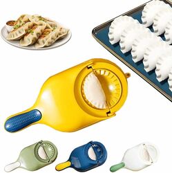 Limitless 2 In 1 Dumpling Maker, Dumpling Skin Maker Mould, Kitchen Dumpling Making Tool with Stuffing Spoon, Multi-function DIY Manual Dumpling Press Molds Set (Yellow)