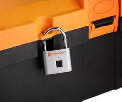 TrendGeek Padlock, 45 mm Silver Fingerprint Lock, Metallic Finish, Secure Keyless Access, Durable & Stylish