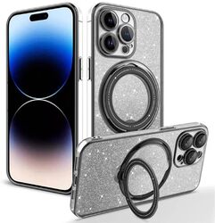 Limitless iPhone 14 Glitter Case Compatible with MagSafe, Scratch-Resistant Phone Back Protector, Magnetic Non-Yellowing Phone Cover with Shock Absorption Phone Case, Black Gradient With Stand