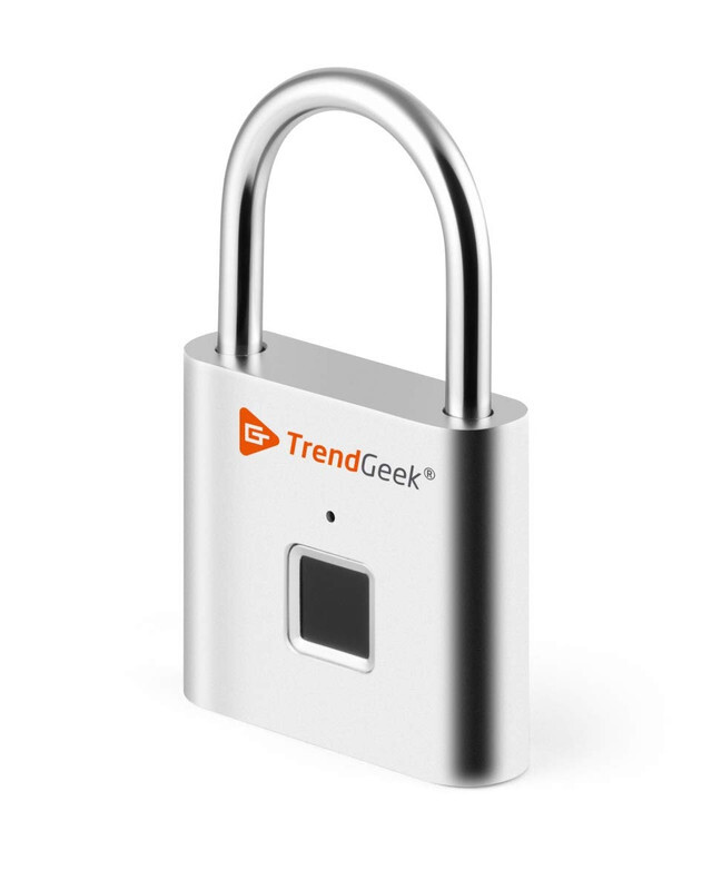 TrendGeek Padlock, 45 mm Silver Fingerprint Lock, Metallic Finish, Secure Keyless Access, Durable & Stylish