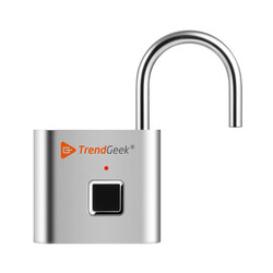 TrendGeek Padlock, 45 mm Silver Fingerprint Lock, Metallic Finish, Secure Keyless Access, Durable & Stylish