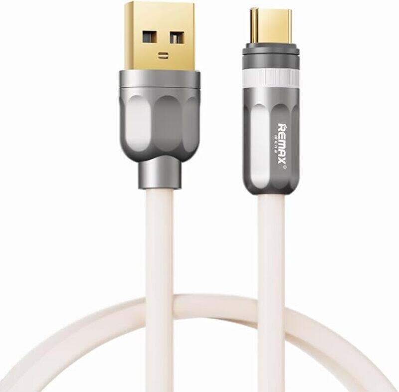 

Remax Mena Data Cable 60W Zinc Alloy Fast Charging Cable, Type C to Type C,1.2M Length for Laptop Xiaomi Samsung Huawei Oppo Vivo phone Android (White