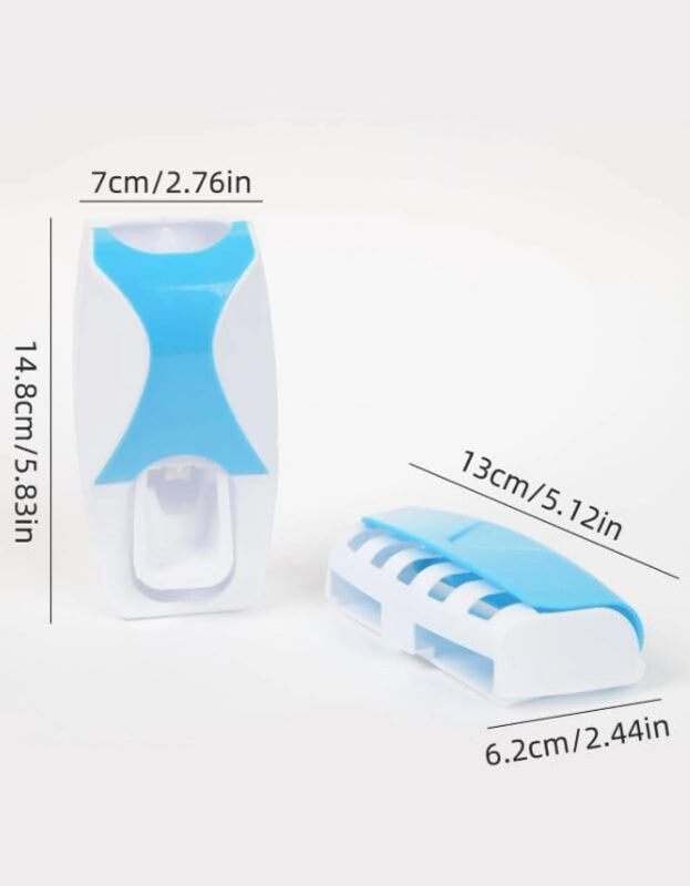 Limitless Toothbrush Holder with Cover Bathroom Storage Stand Toothpaste Dispenser Squeezer Kit Dust-Proof Wall Mounted Tooth Brush Holder Set Automatic Auto Toothpaste Dispenser (White)