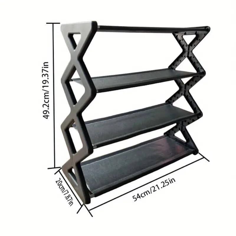 Limitless 4 Tier Shoe Rack Organizer, Space Saving Shoes Organizer With Sturdy Frame Shoe Rack Shelf For Entryway, Closet, Garage, Bedroom, Cloakroom (Black)