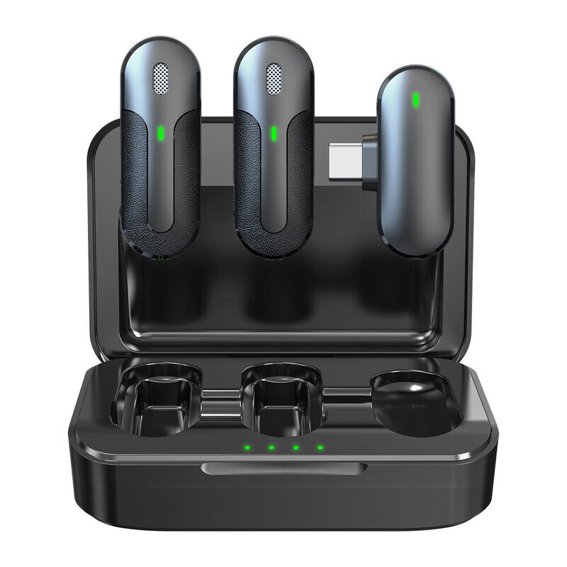 

Technaxx Wireless Mini-Microphone Set with Dual Noise-Reduction Mics, USB Type-C Receiver & Charging Case for Clear Audio Recording